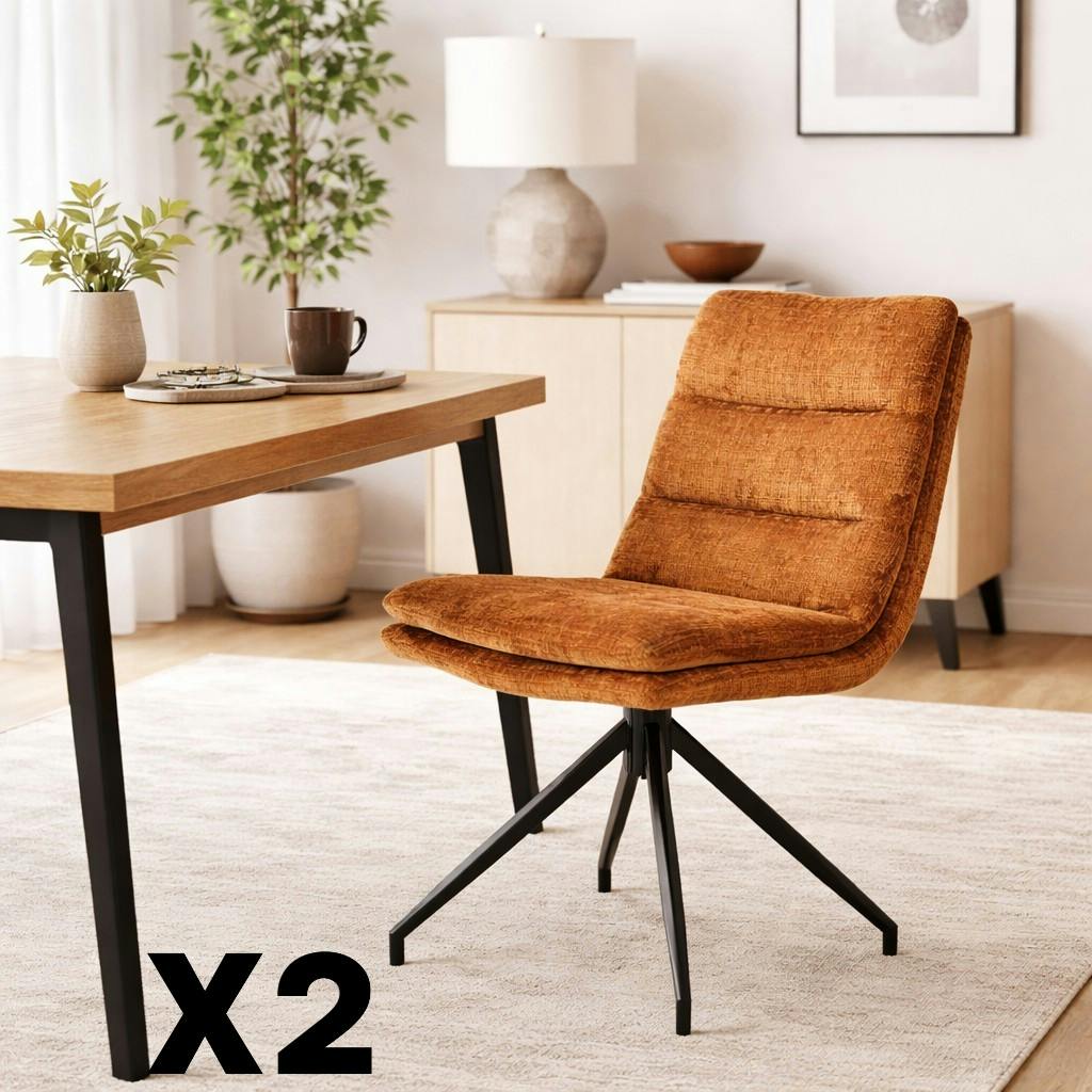 Chaise pivotante rouille en tissu doux texturé (x2) PALERME