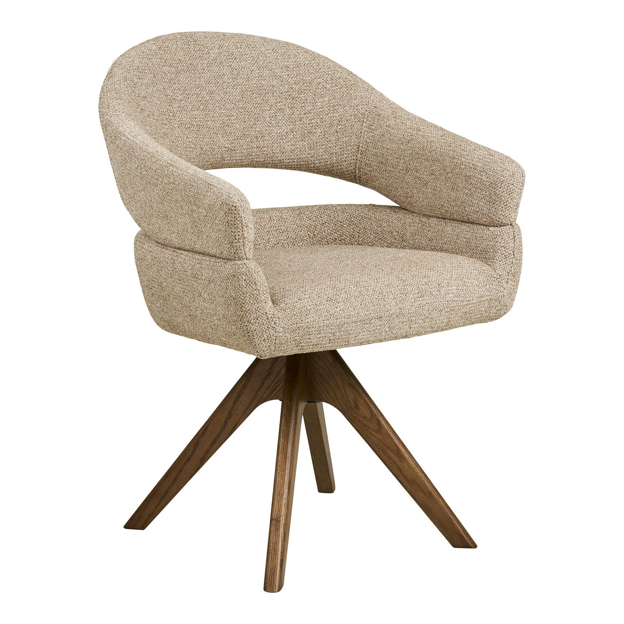 Chaise pivotante sable design avec pied chêne brun (lot de 2) MONTREUX