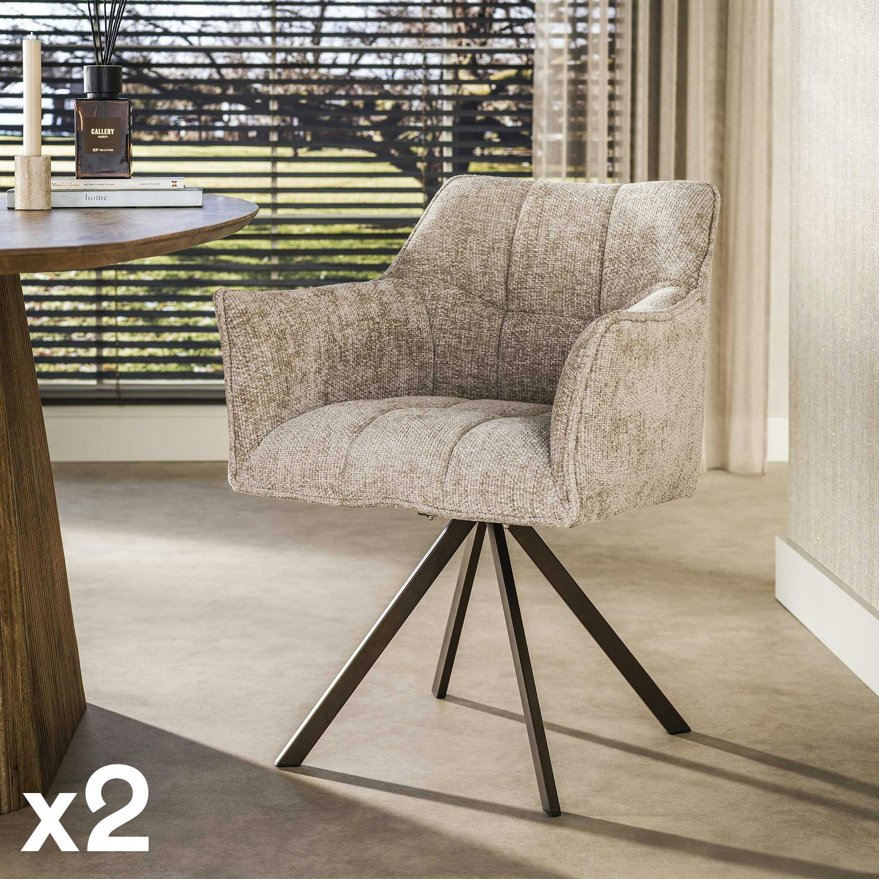 Chaise pivotante sable pied bronze (lot de 2) MELBOURNE