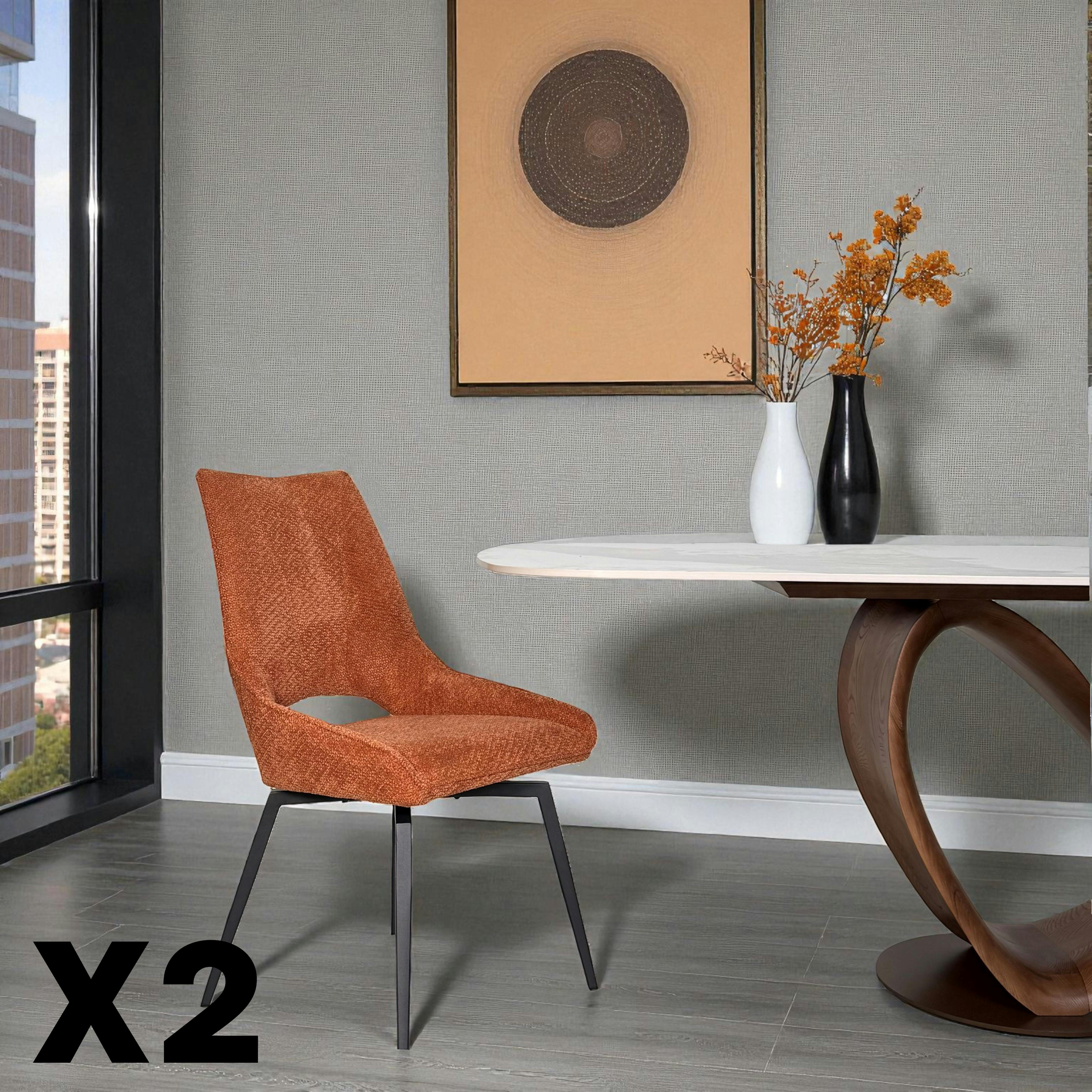 Chaise pivotante terracotta, dossier ouvert (lot de 2) LIGURIE