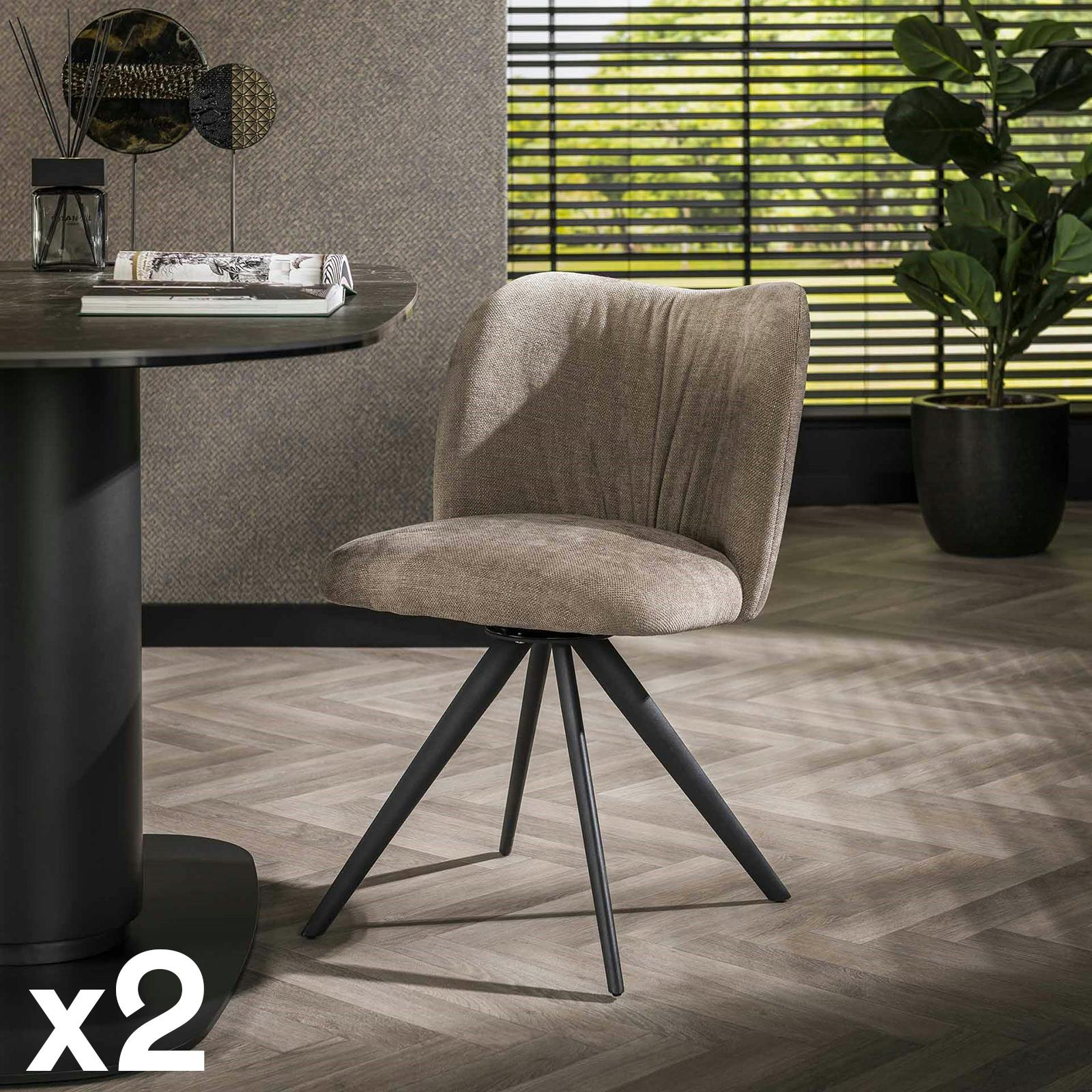 Chaise pivotante tissu sable plissé (lot de 2) JAVA