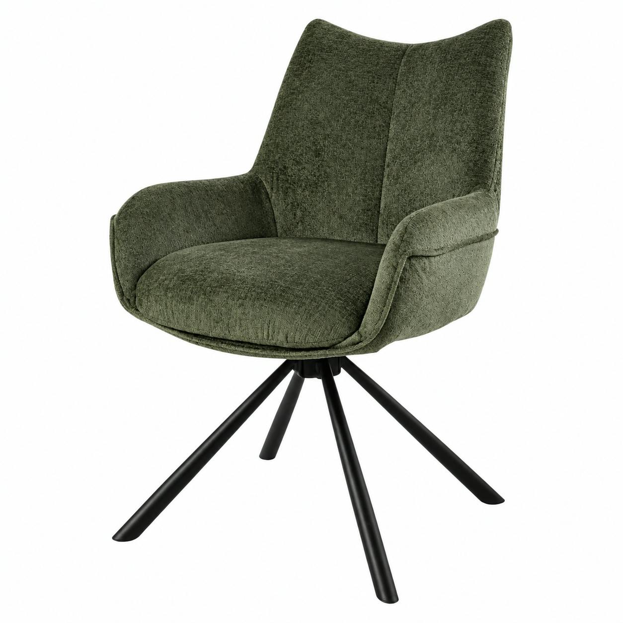 Chaise pivotante vert kaki à accoudoirs (lot de 2) IENA
