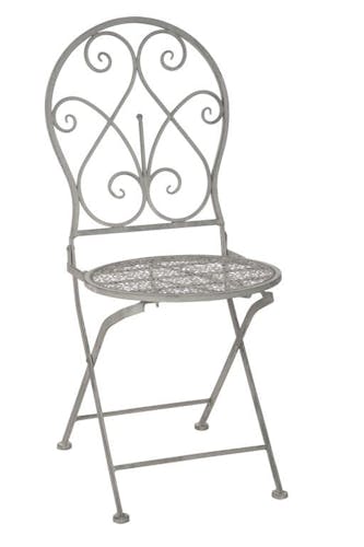 Chaise pliante ronde arabesque métal gris 40x93cm