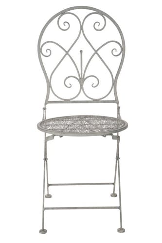 Chaise pliante ronde arabesque métal gris 40x93cm