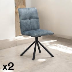 Chaise rotative tissu bleu pétrole (lot de 2) IENA