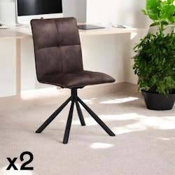 Chaise rotative tissu chocolat (lot de 2) IENA