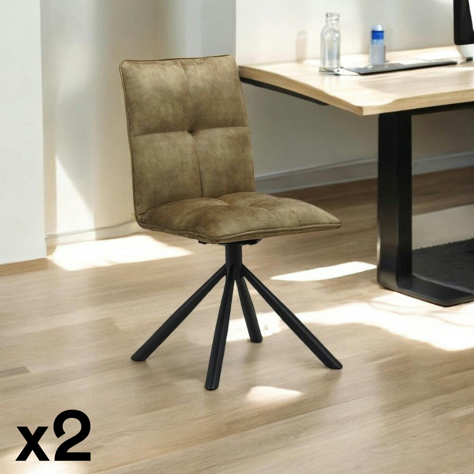 Chaise rotative tissu kaki (lot de 2) IENA