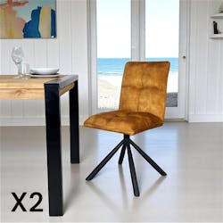 Chaise rotative tissu moutarde (lot de 2) IENA