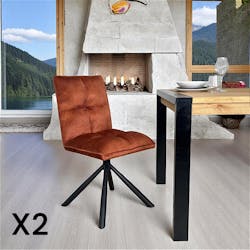 Chaise rotative tissu rouille (lot de 2) IENA