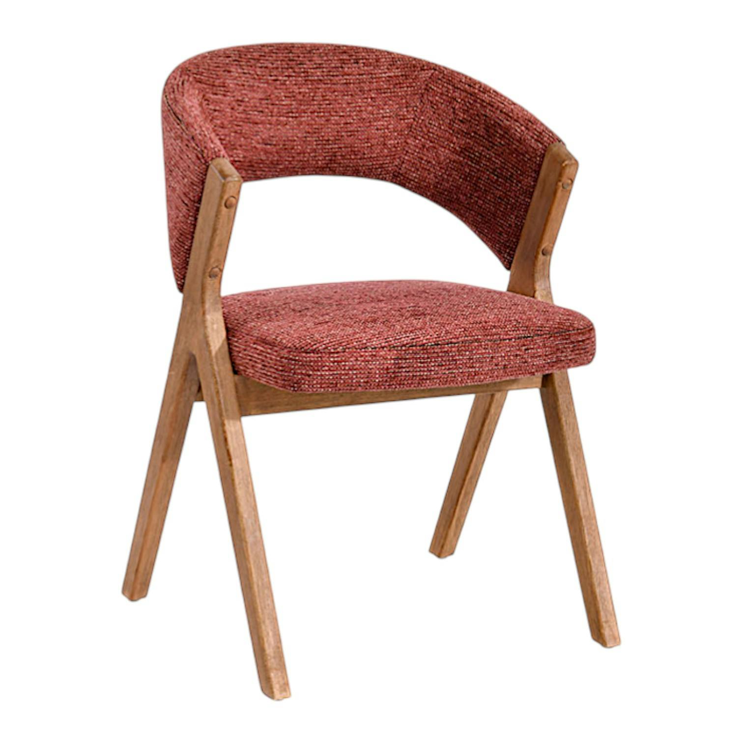 Chaise rouge bois et tissu, forme ronde (lot de 2) AGADE