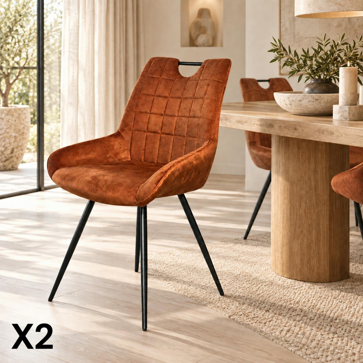 Chaise rouille avec poignée (lot de 2) MALMOE