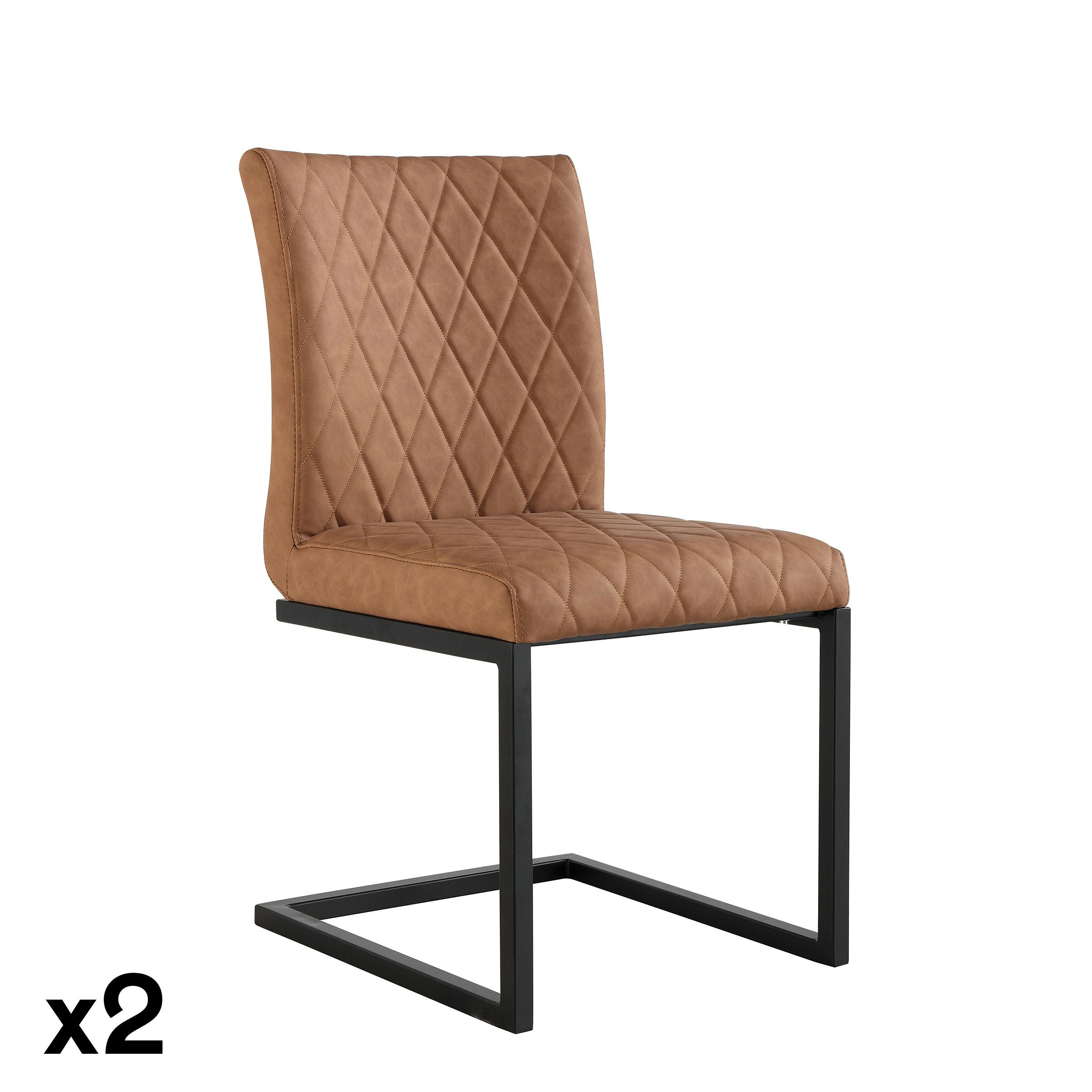 Chaise salle à manger camel pied luge (lot de 2) PIANA