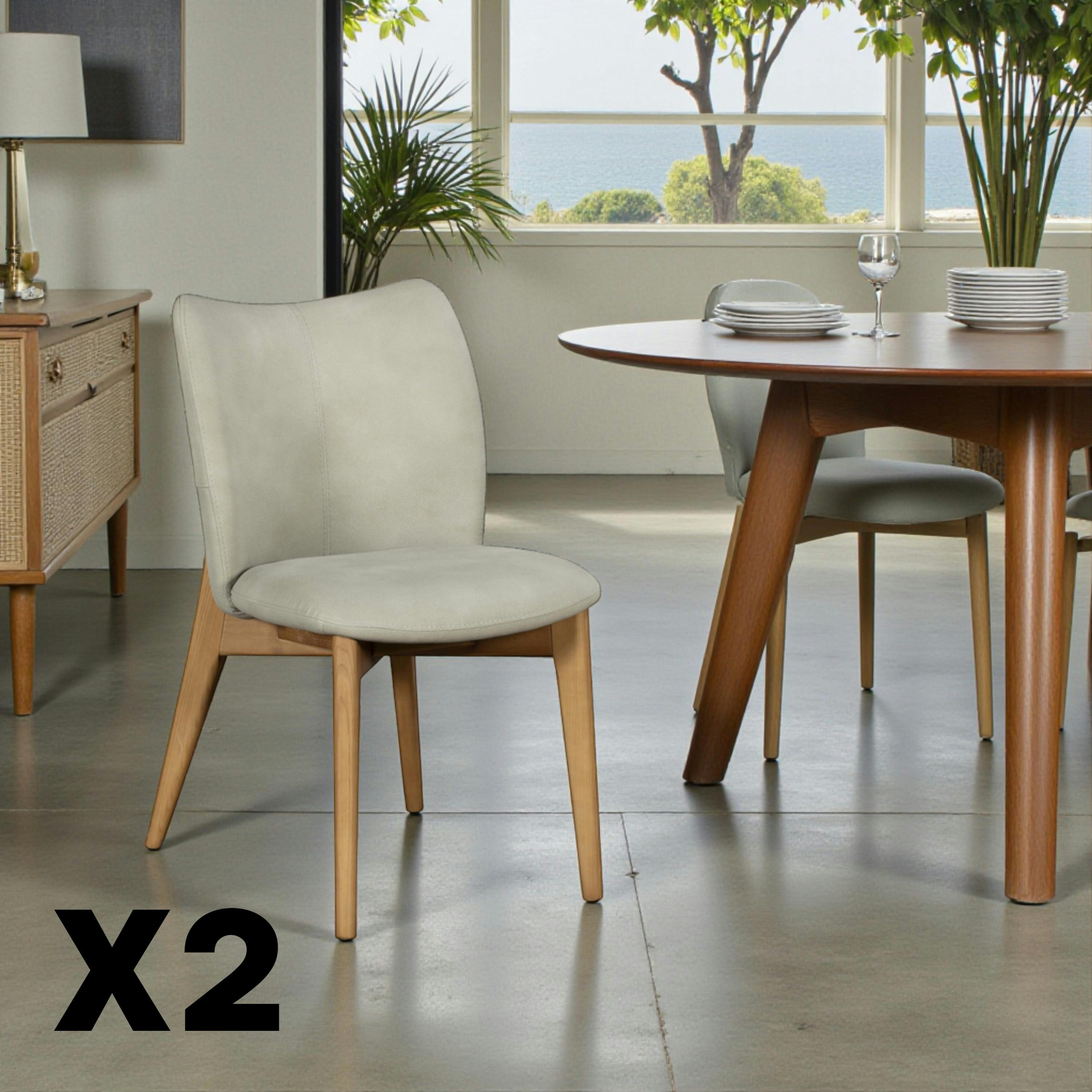 Chaise salle à manger grise à structure bois (lot de 2) TREVI