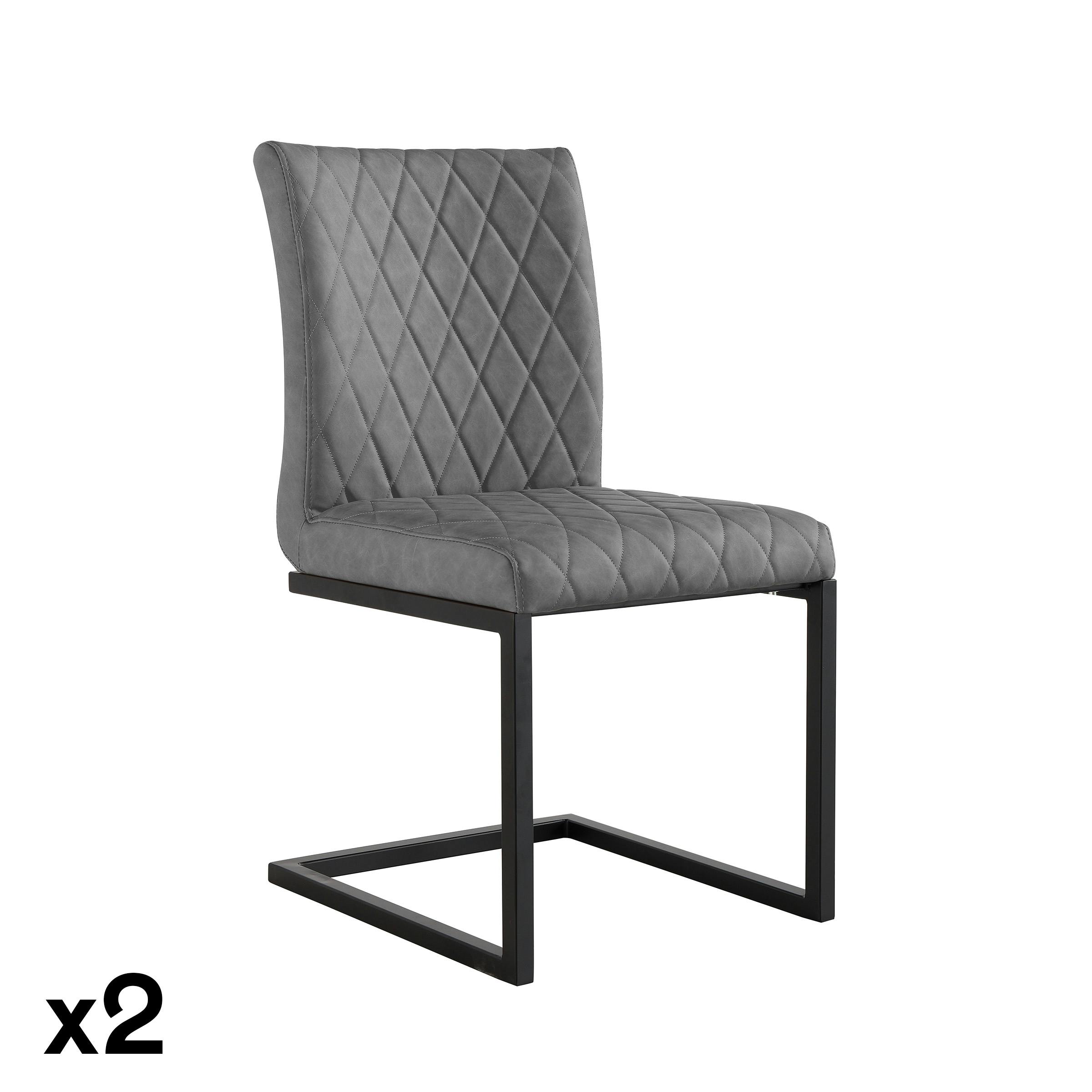 Chaise salle à manger grise pied luge (lot de 2) PIANA
