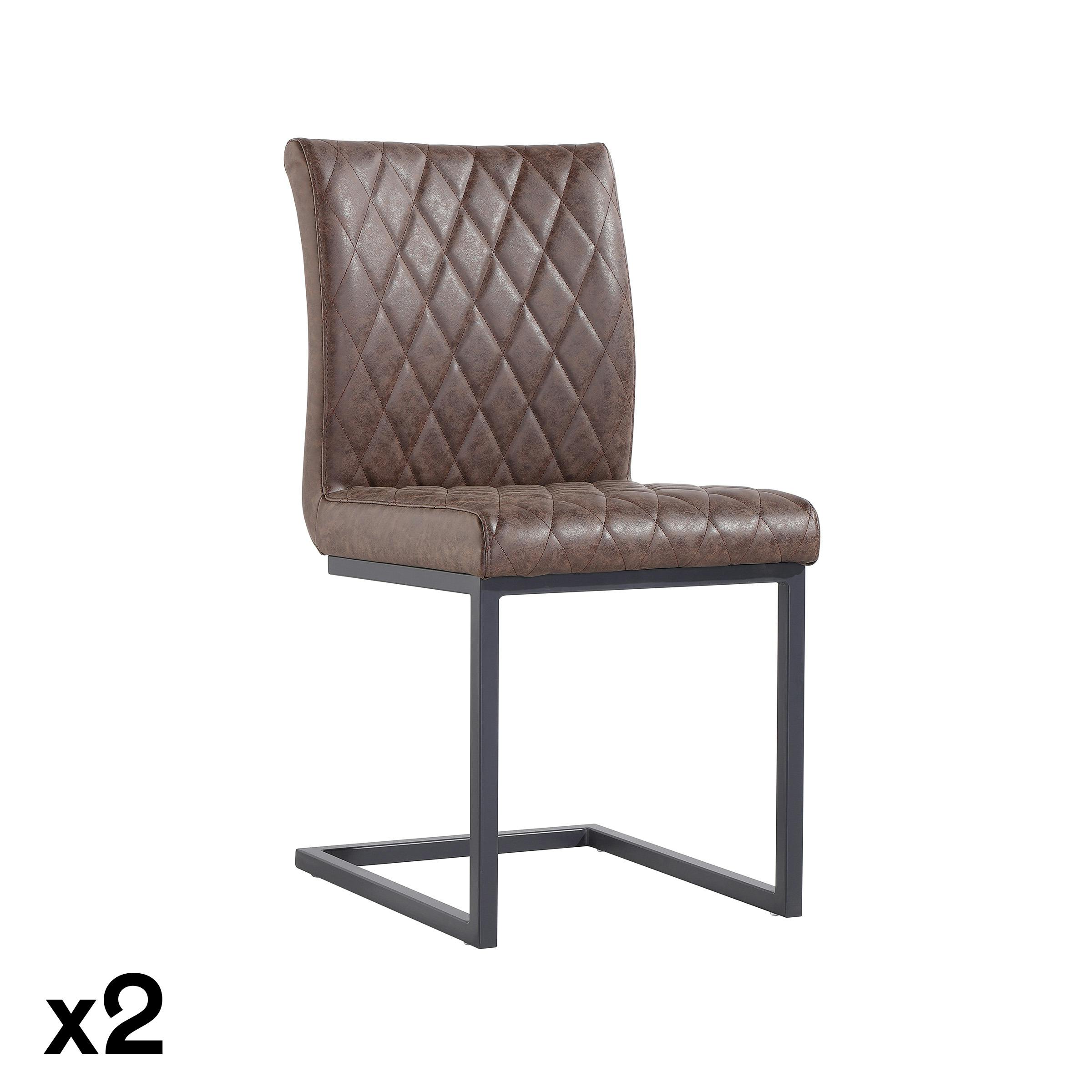 Chaise salle à manger marron pied luge (lot de 2) PIANA