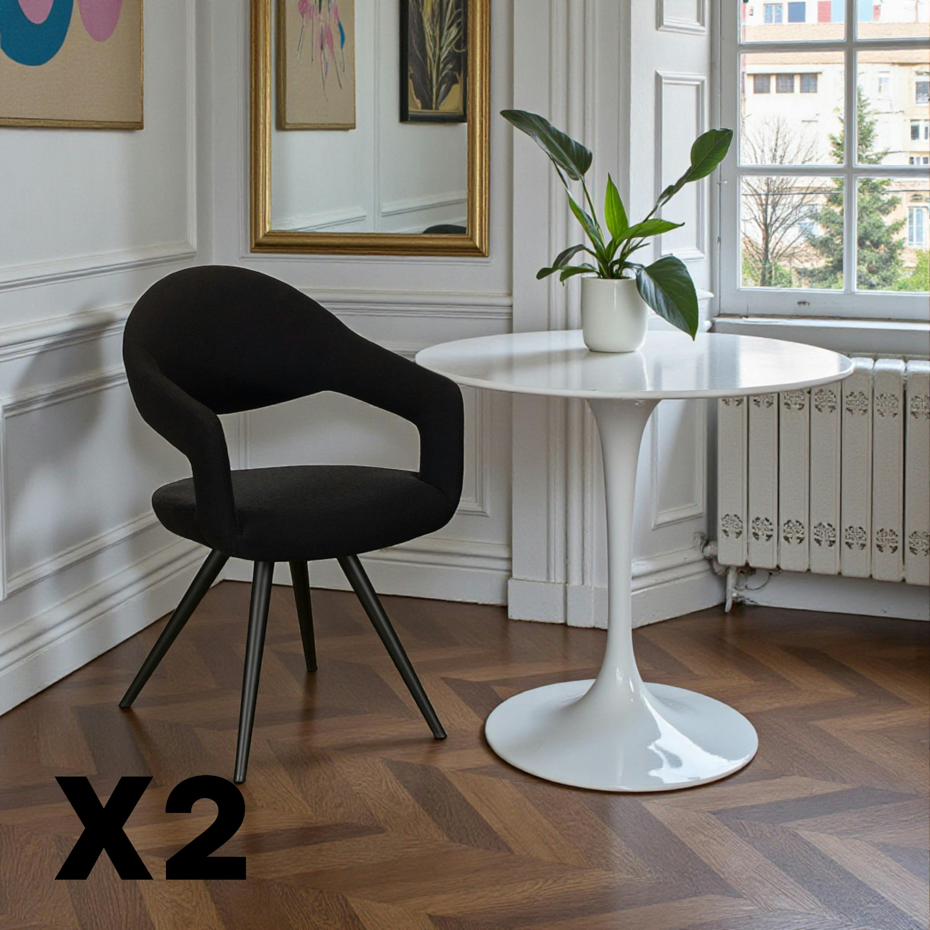 Chaise salle à manger noire à dossier ouvert (lot de 2) TREVI