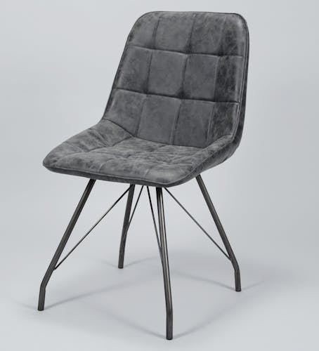 Chaise en tissu gris anthracite pieds metal de style contemporain