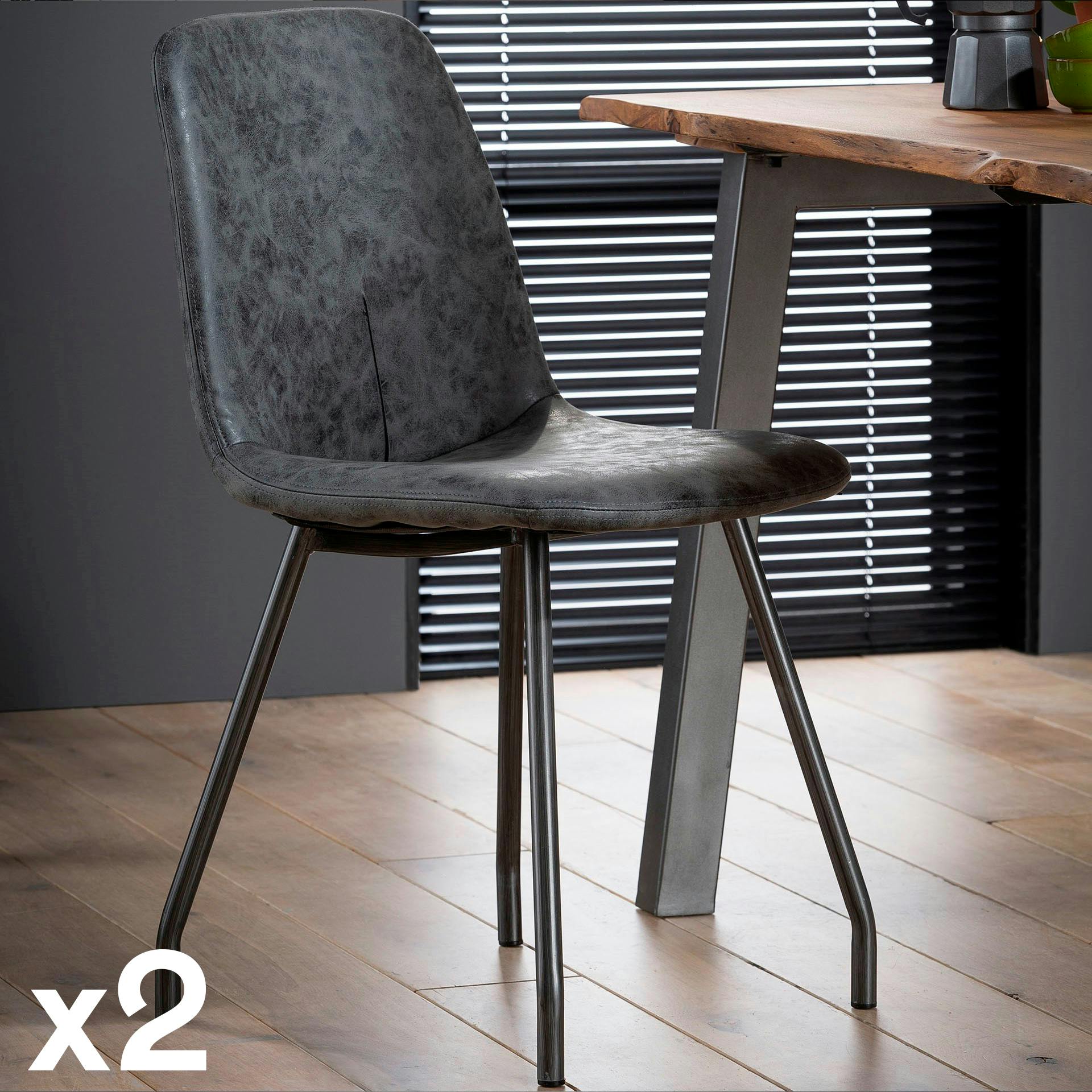 Chaise en tissu gris anthracite pieds metal de style contemporain