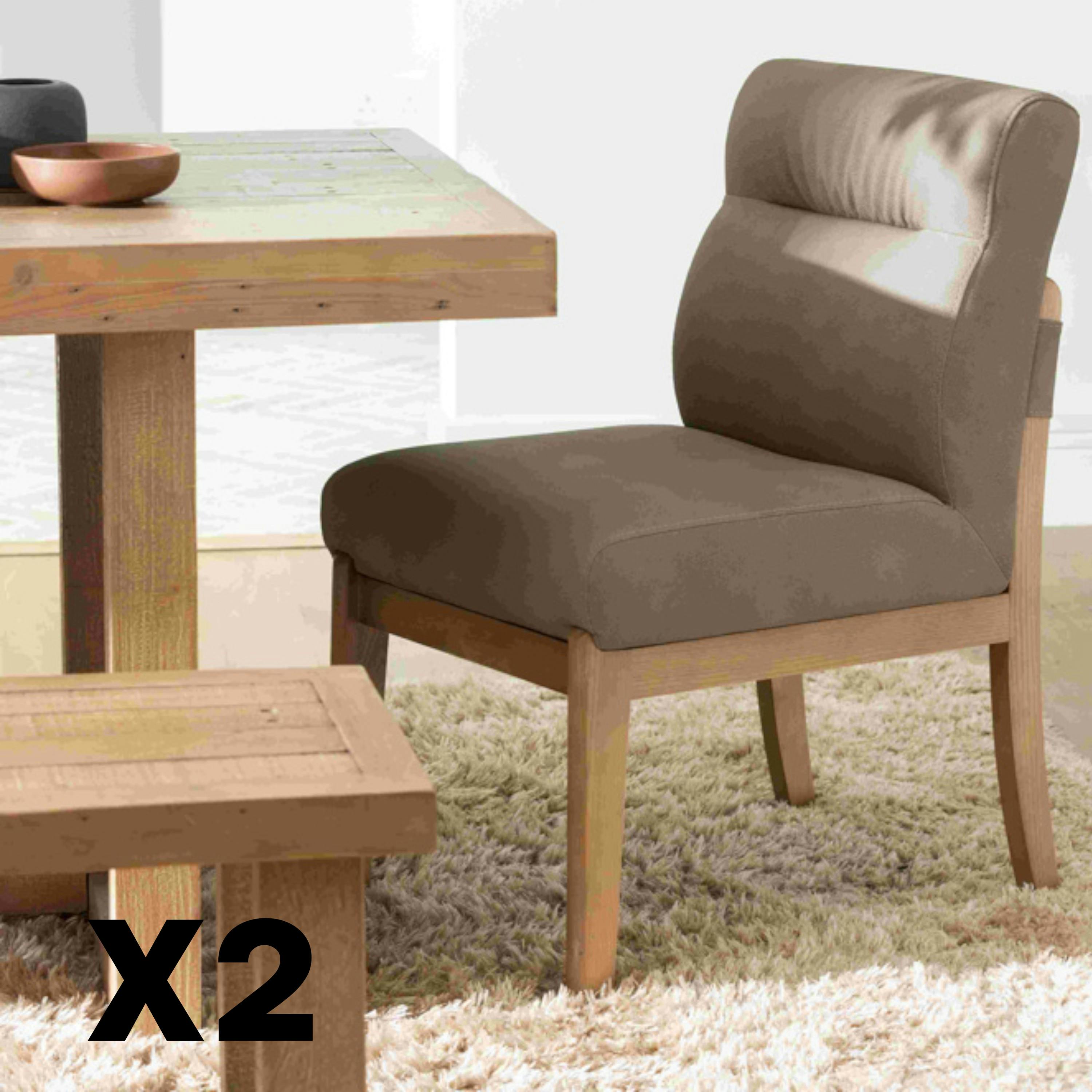 Chaise salle à manger taupe confort, pieds bois clair (lot de 2) NEXA
