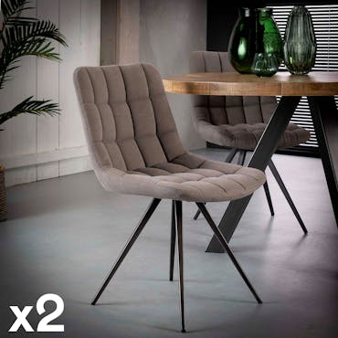  Chaise en tissu jeans gris pieds metal de style contemporain