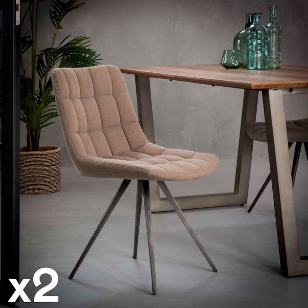 Chaise salle à manger tissu jeans sable (lot de 2) | Chaises | Pier Import