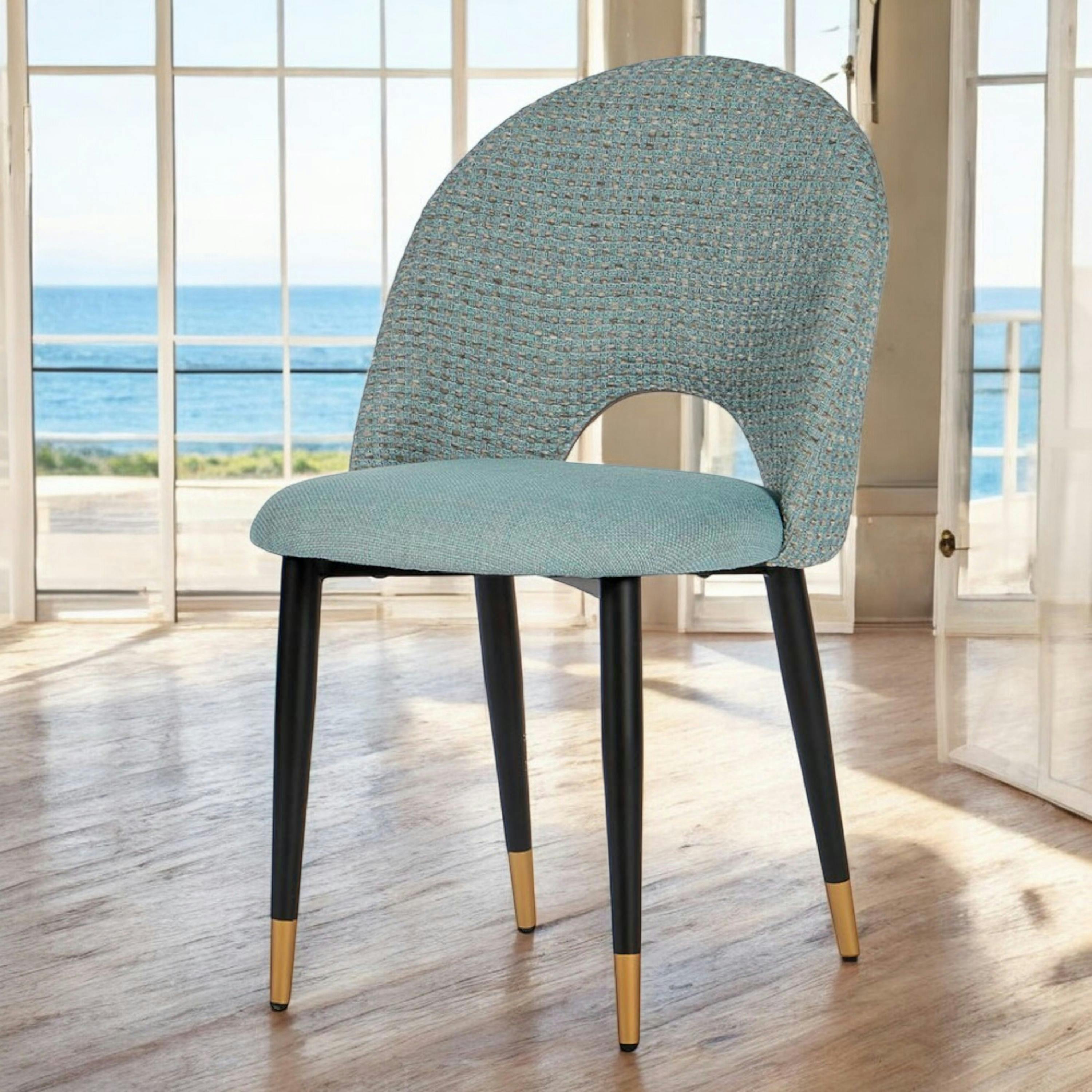 Chaise salle à manger tissu quadrillé bleu clair (lot de 2) MALMOE