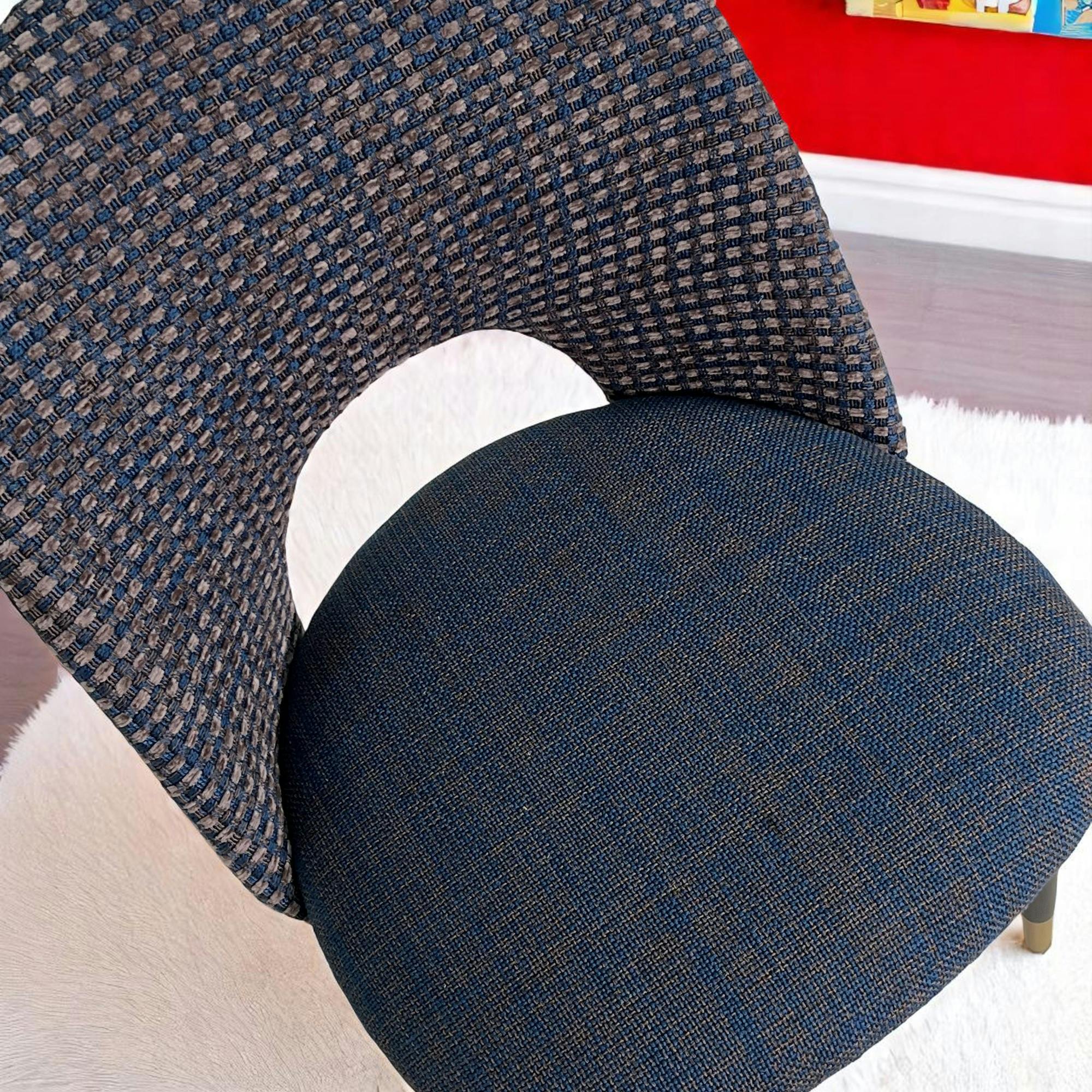 Chaise salle à manger tissu quadrillé bleu foncé (lot de 2) MALMOE