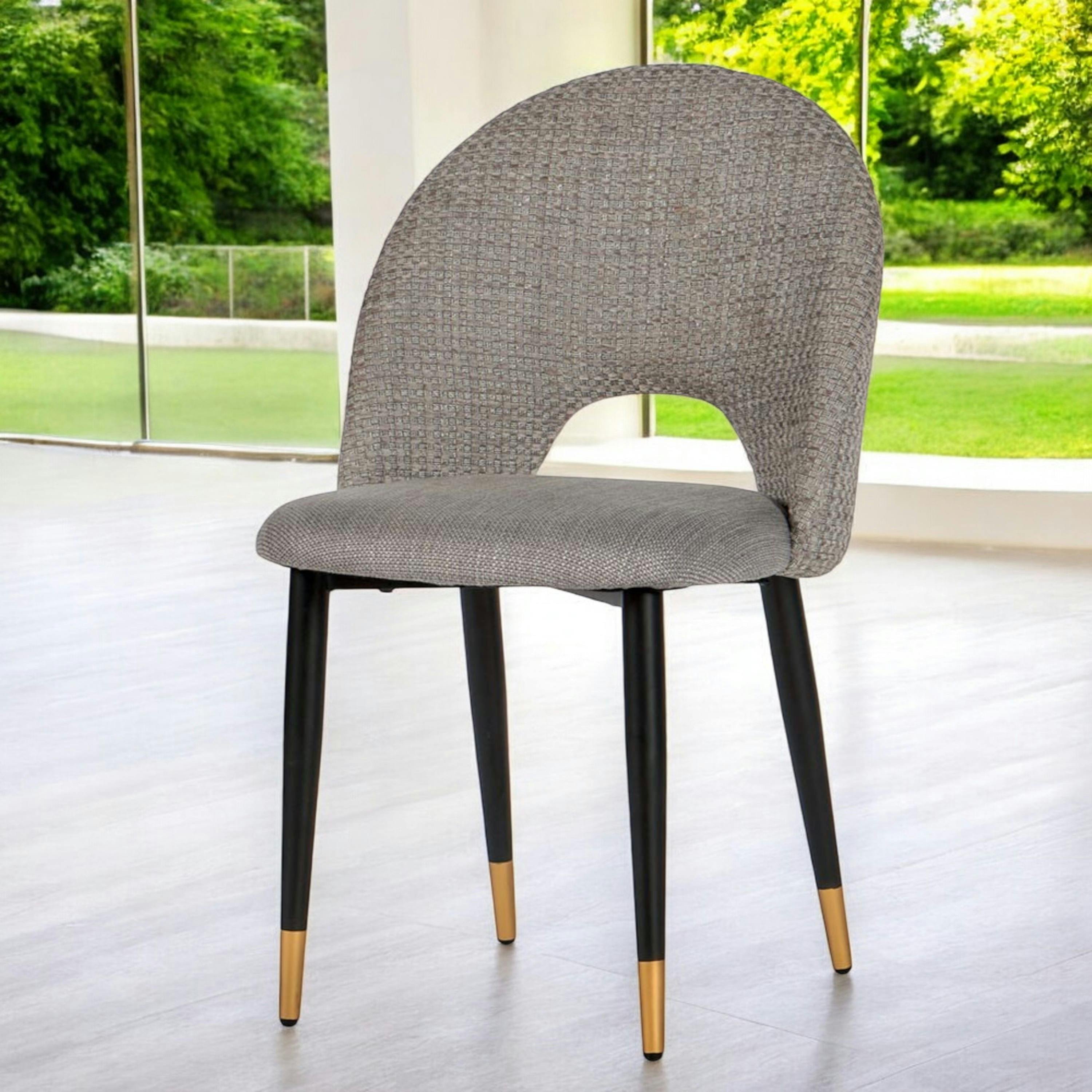 Chaise salle à manger tissu quadrillé gris (lot de 2) MALMOE