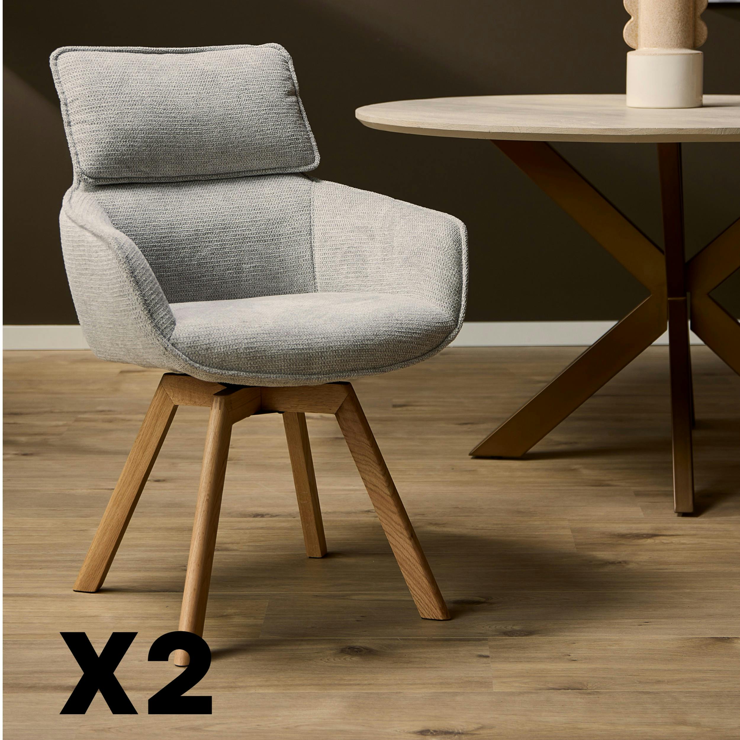 Chaise scandi pivotante taupe (lot de 2) CORTINA