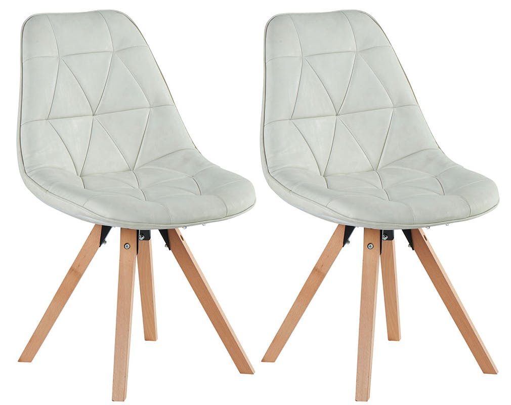 Chaise scandinave blanc capitonnée MAYA (lot de 2)