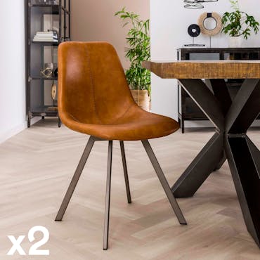  Chaise en tissu marron pieds metal de style contemporain