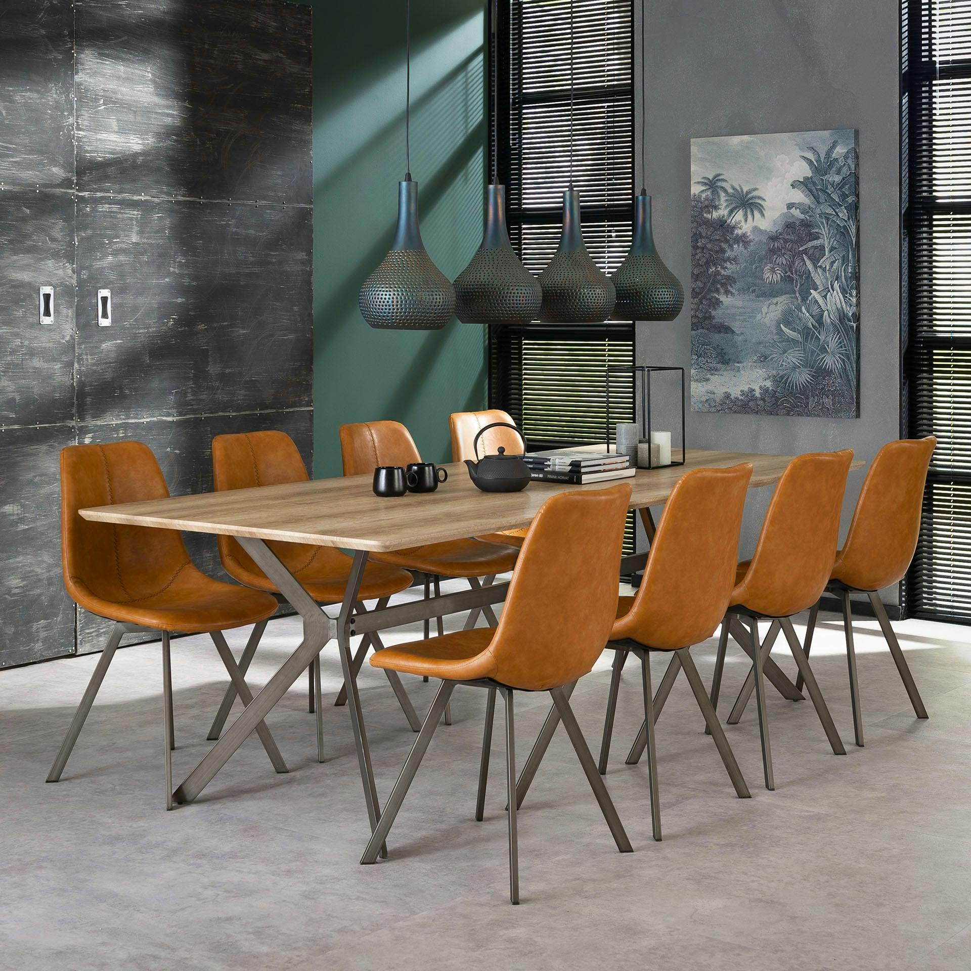 Chaise scandinave camel coutures apparentes pieds étoile HELSINKI (lot de 2)