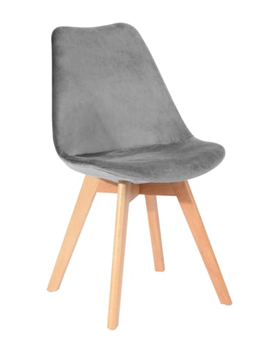 Chaise scandinave en velours gris 49x53xH84cm STOCKHOLM