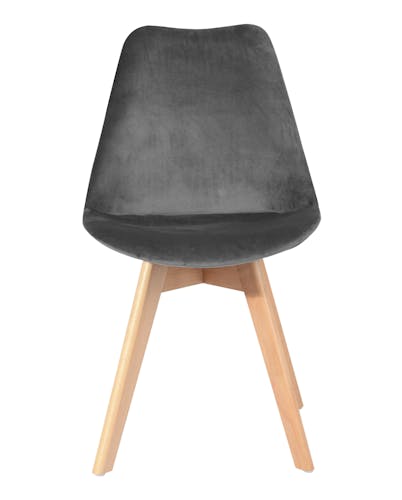 Chaise scandinave en velours gris anthracite 49x53xH84cm STOCKHOLM