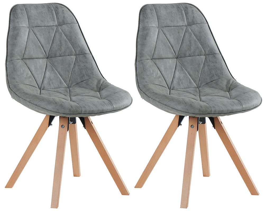 Chaise scandinave gris clair capitonnée MAYA (lot de 2)