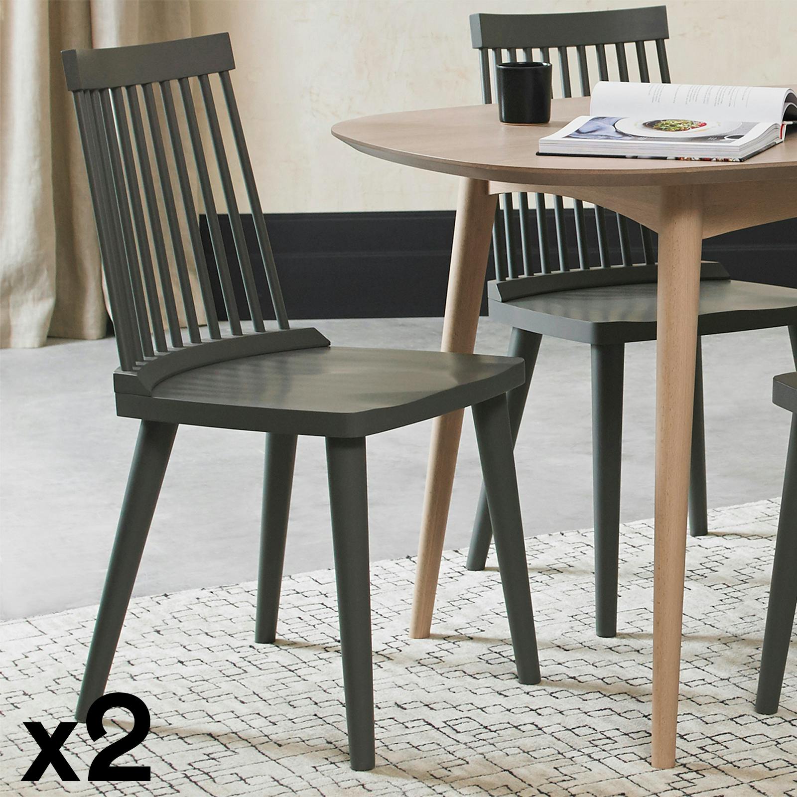 Chaise scandinave grise à barreaux (lot de 2) COPENHAGUE