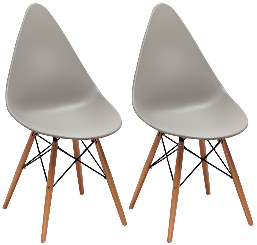Chaise scandinave grise DROP (lot de 2)