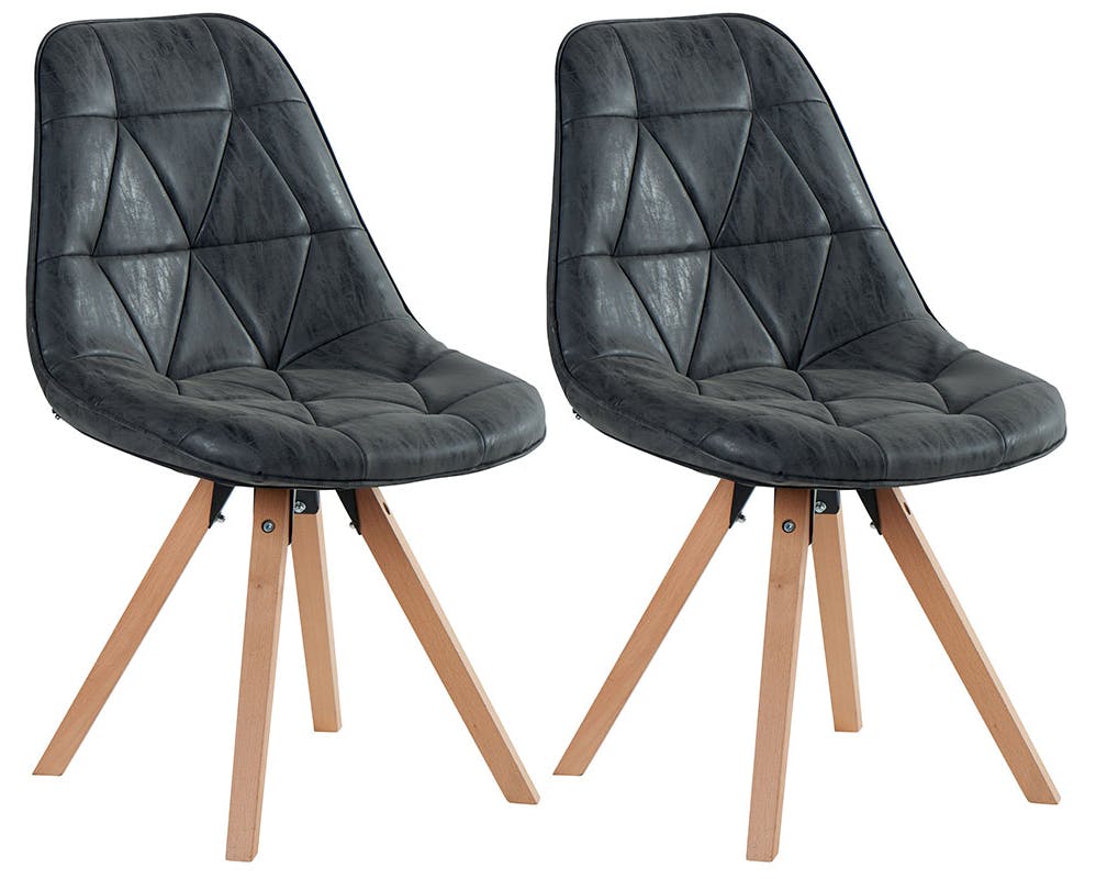 Chaise scandinave grise sombre capitonnée MAYA (lot de 2)