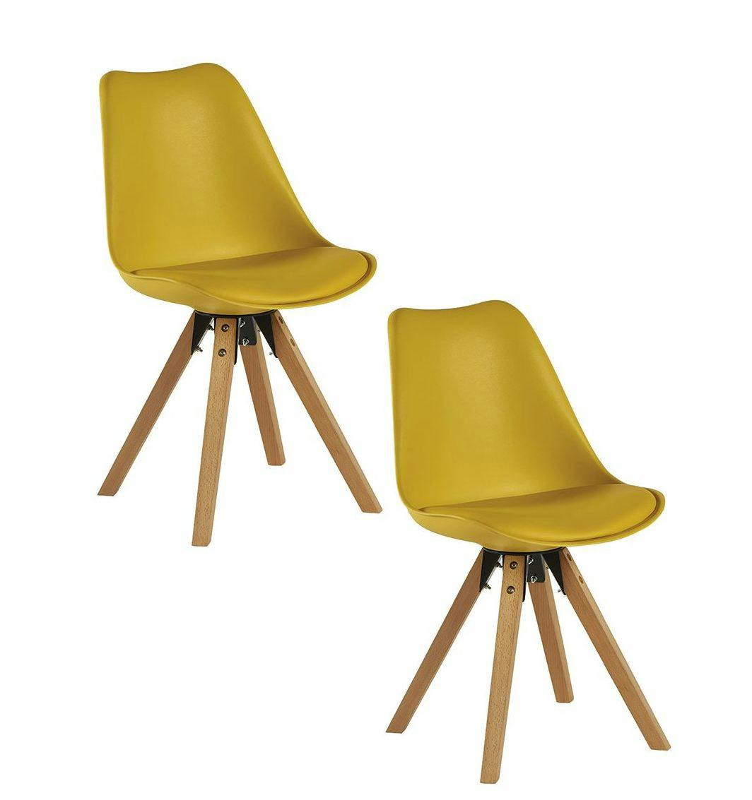 Chaise scandinave jaune TONY (lot de 2)