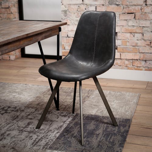 Chaise en tissu noir pieds metal de style contemporain