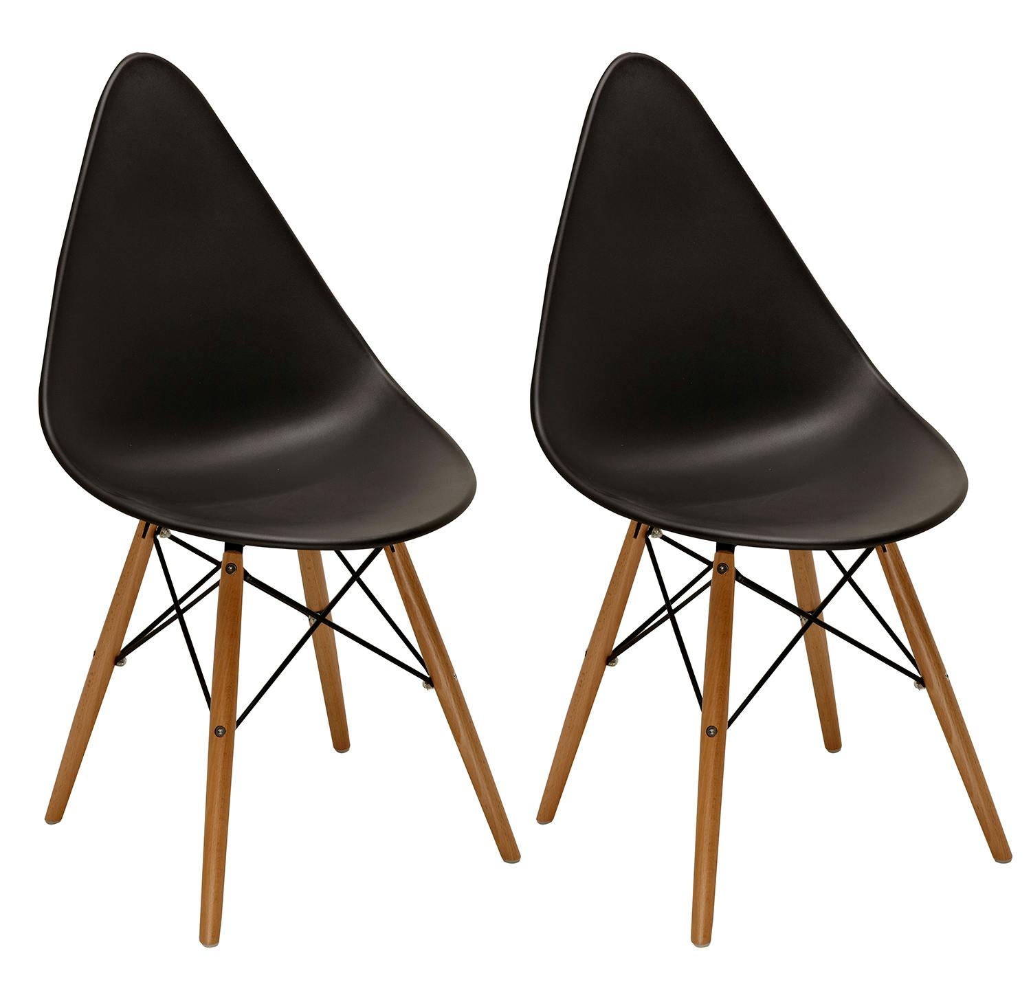 Chaise scandinave noire DROP (lot de 2)