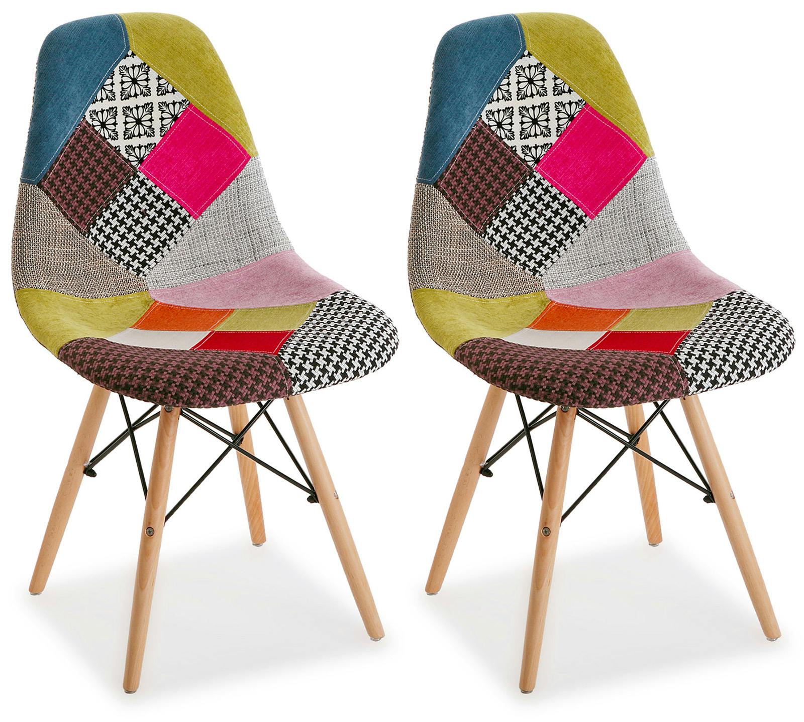 Chaise scandinave patchwork mix tissus 1 (lot de 2)