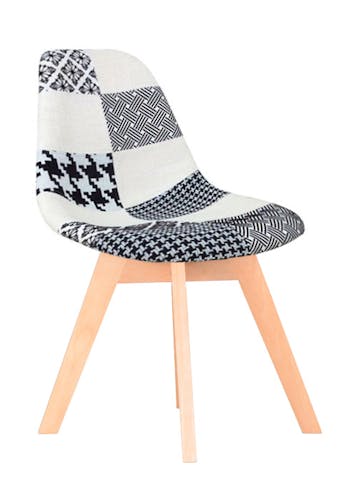 Chaise scandinave patchwork noir et blanc bois FINISH