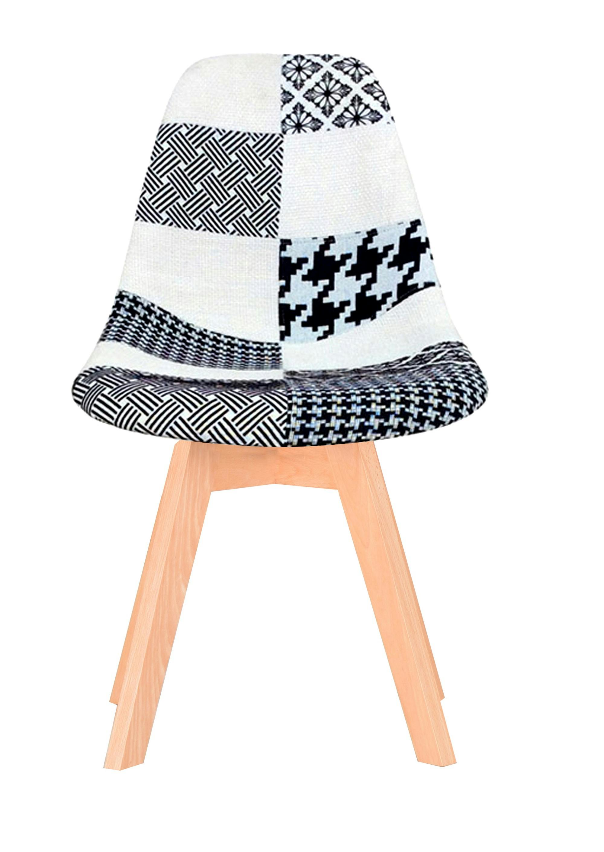 Chaise scandinave patchwork noir et blanc bois FINISH