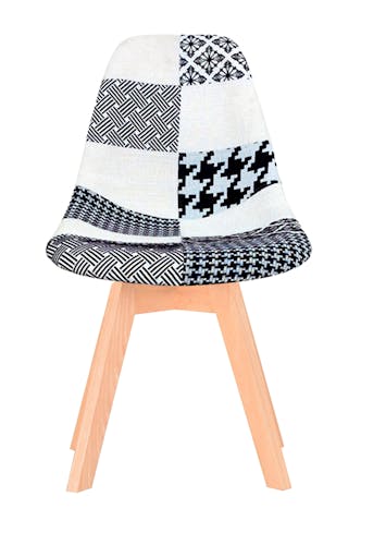 Chaise scandinave patchwork noir et blanc bois FINISH