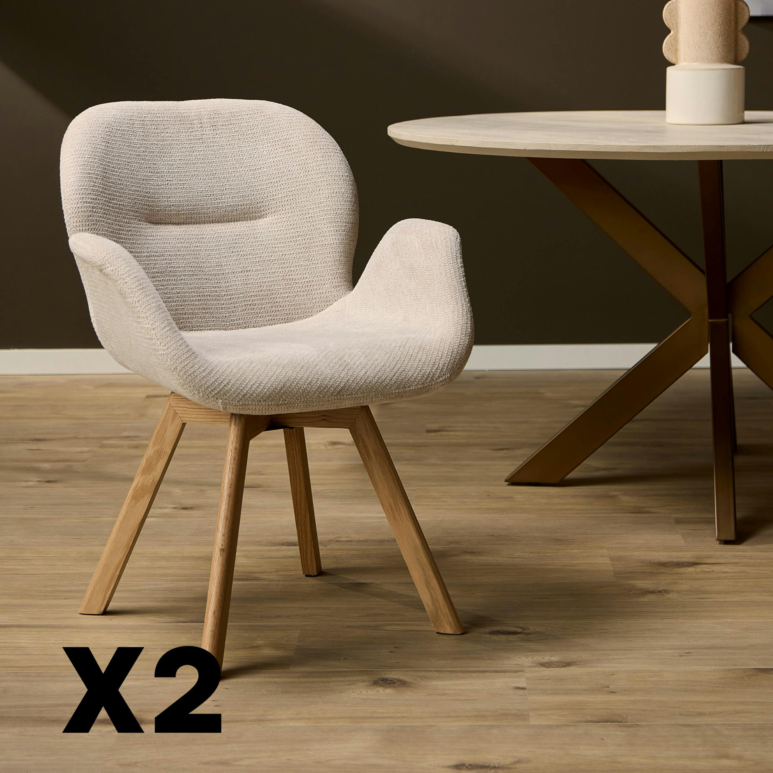 Chaise scandinave pivotante beige (lot de 2) CORTINA