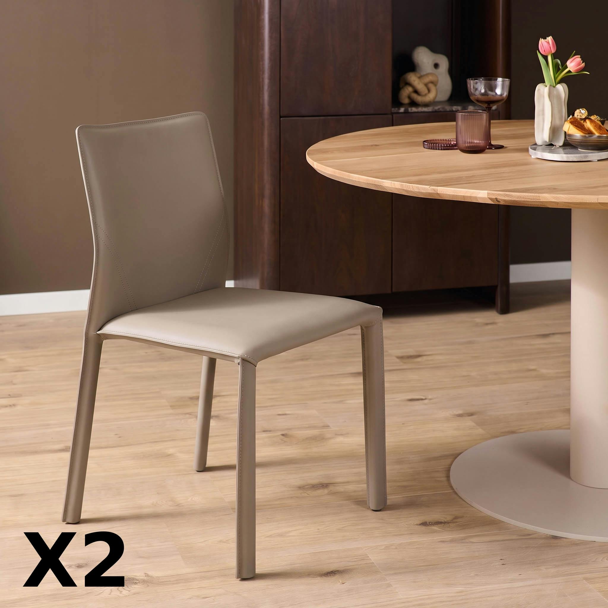 Chaise taupe moderne en simili (x2) CORTINA
