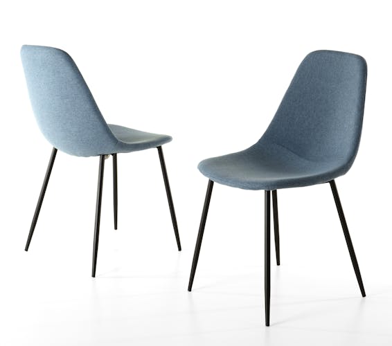 Chaise en tissu bleu pieds metal de style contemporain