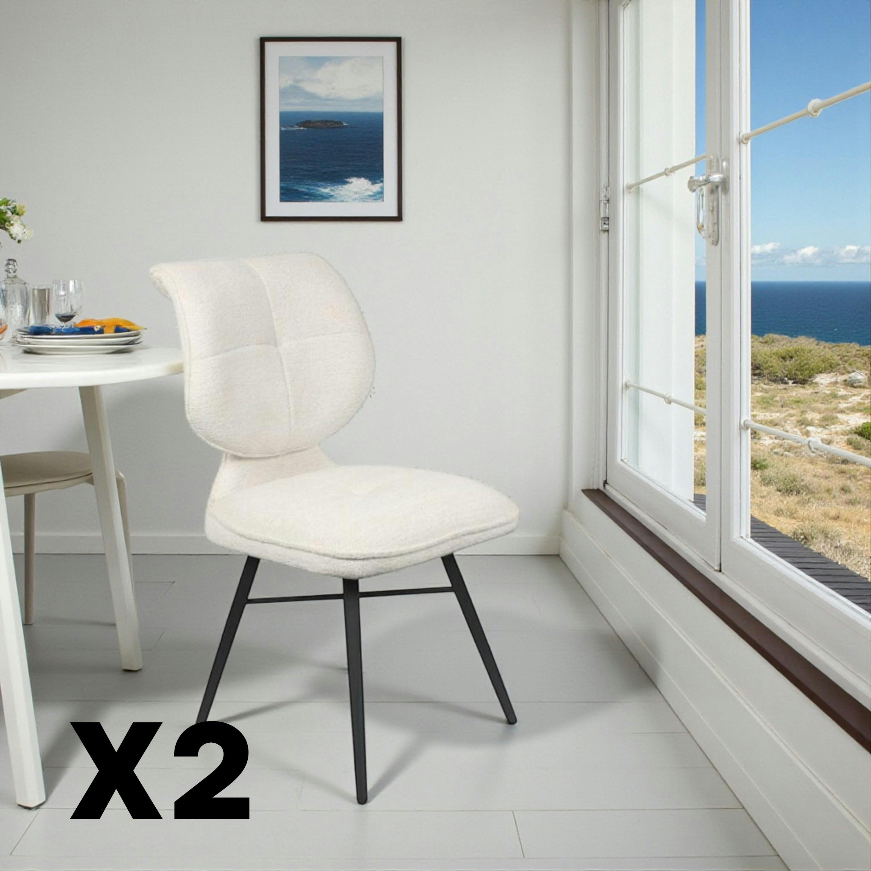 Chaise tissu écru à dossier double (lot de 2) LIGURIE