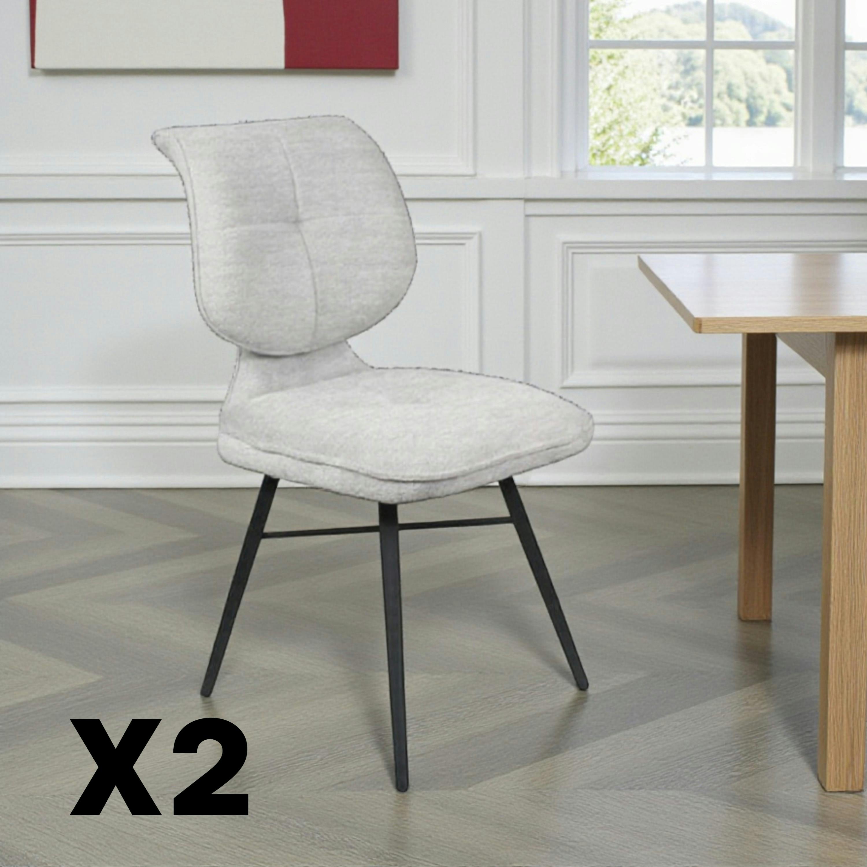 Chaise tissu gris à dossier double (lot de 2) LIGURIE